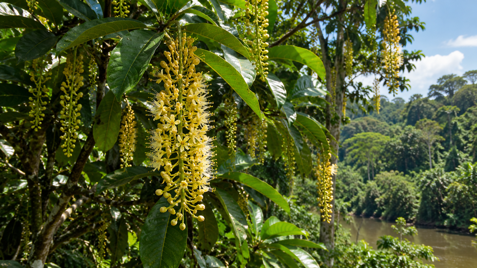 Imagem de uma Lophanthera lactescens em seu habitat natural.
